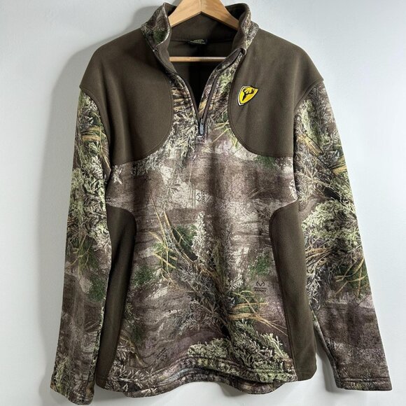 Scent Blocker Real Tree Fleece Pullover Mens L Camo Quarter Zip Hunting S3 Logo - Picture 1 of 9